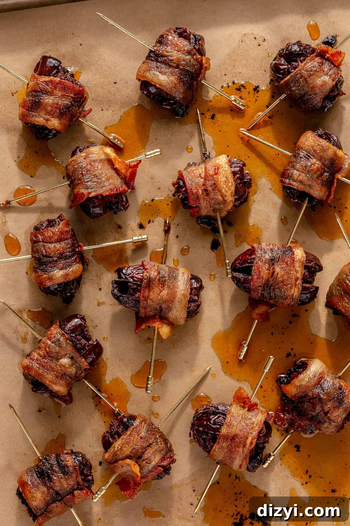 Crispy Bacon-Wrapped Dates Stuffed with Chorizo 6 A sheet pan of Chorizo-Stuffed Bacon-Wrapped Dates freshly out of the oven.