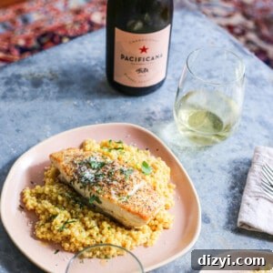 Couscous Milanese with Seared Halibut