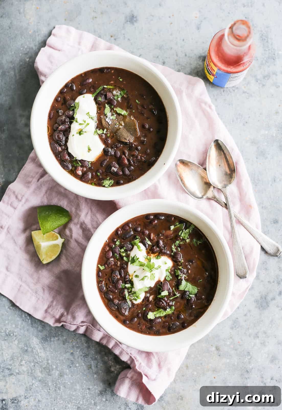 Smoky Black Bean Soup Recipe with Lime and Cilantro 2 Bowl of black bean soup