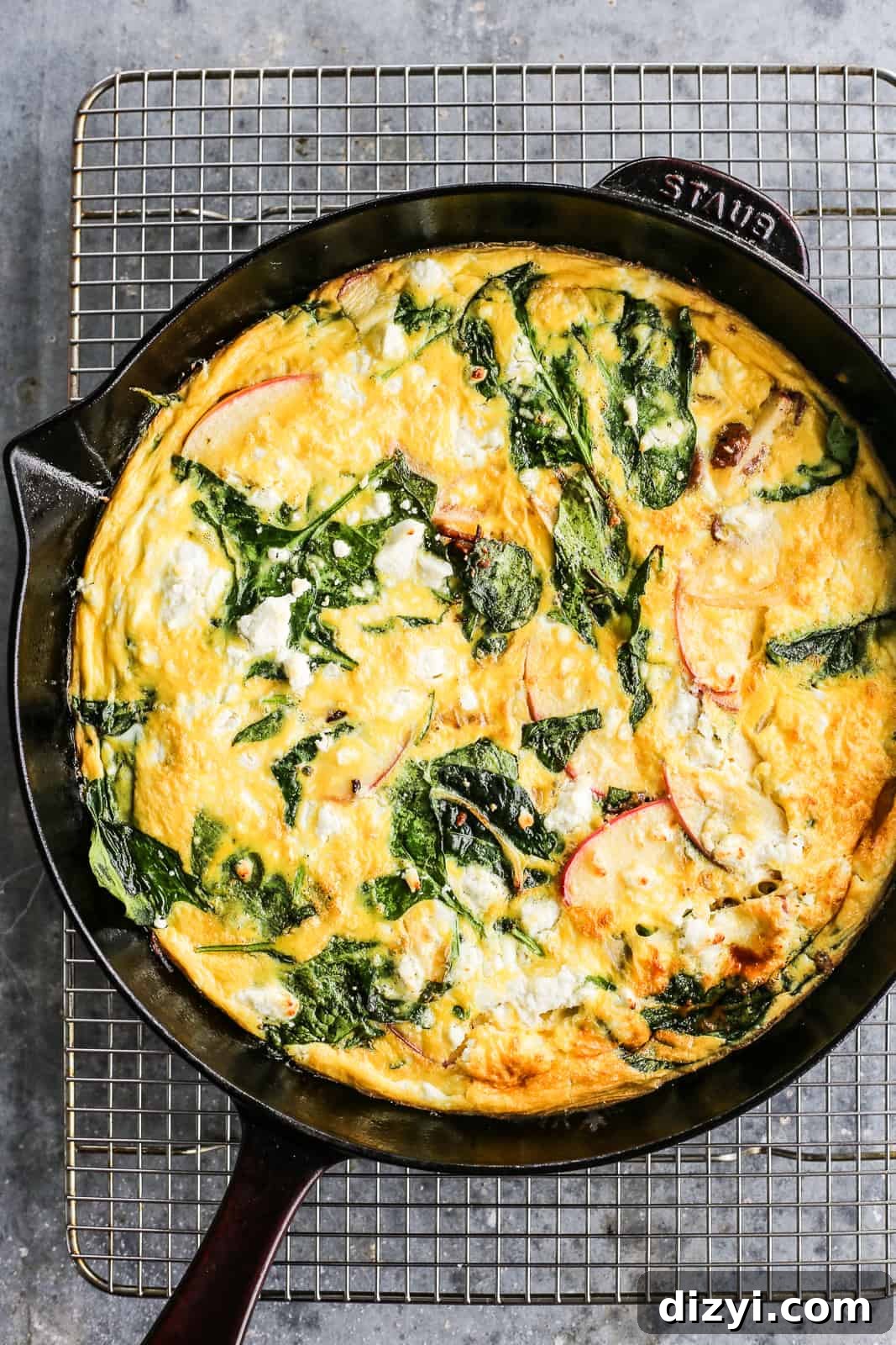 sausage, apple and goat cheese frittata