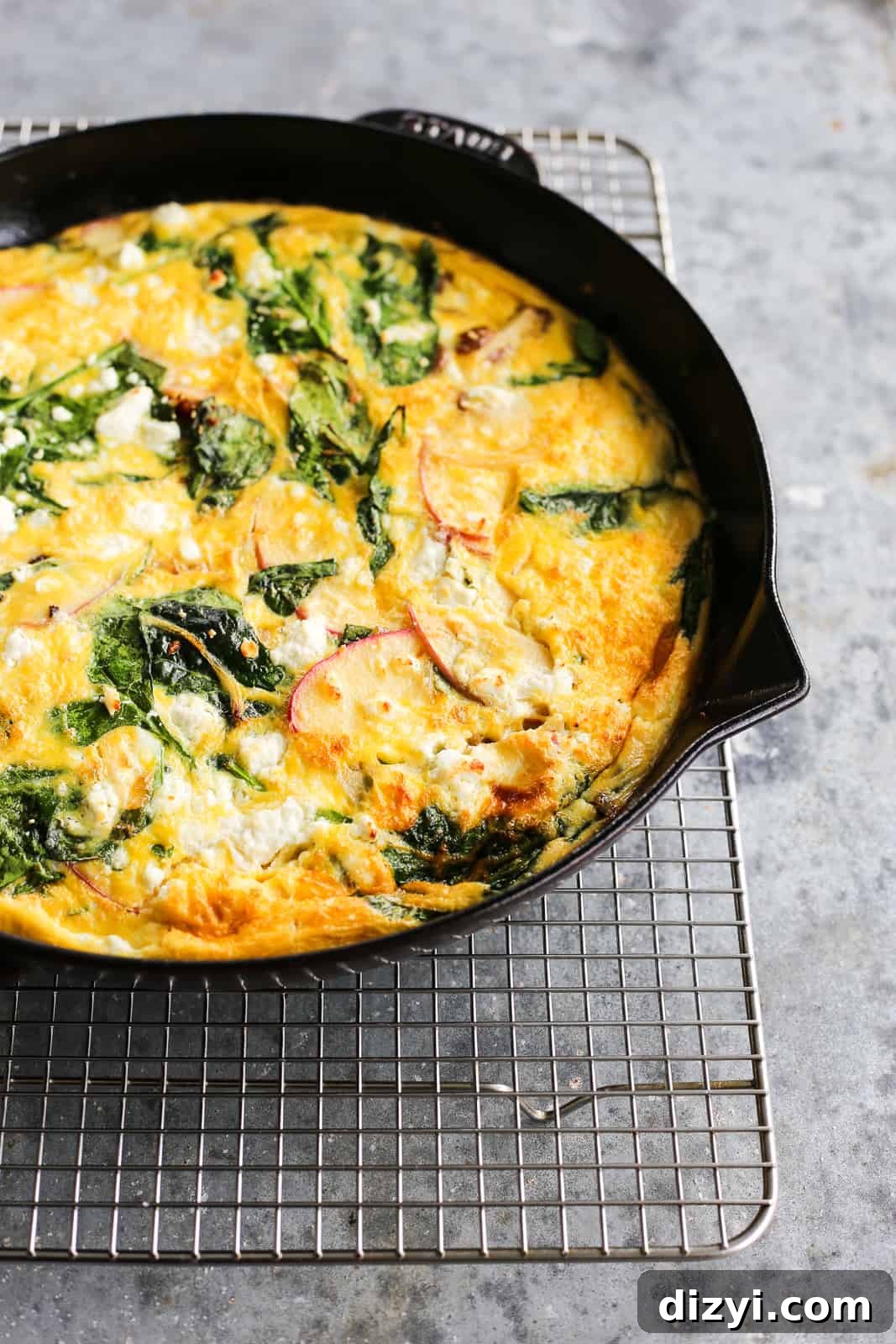 sausage, apple and goat cheese frittata