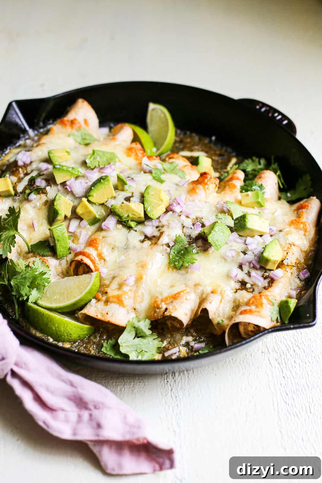 Sour Cream and Green Chile Chicken Enchiladas