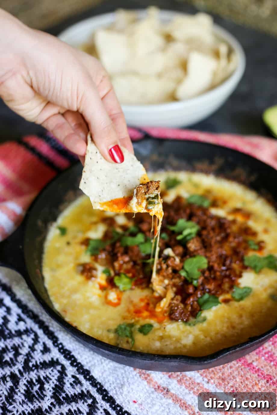 queso fundido with chorizo
