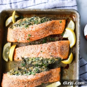 Salmon with creamy spinach filling