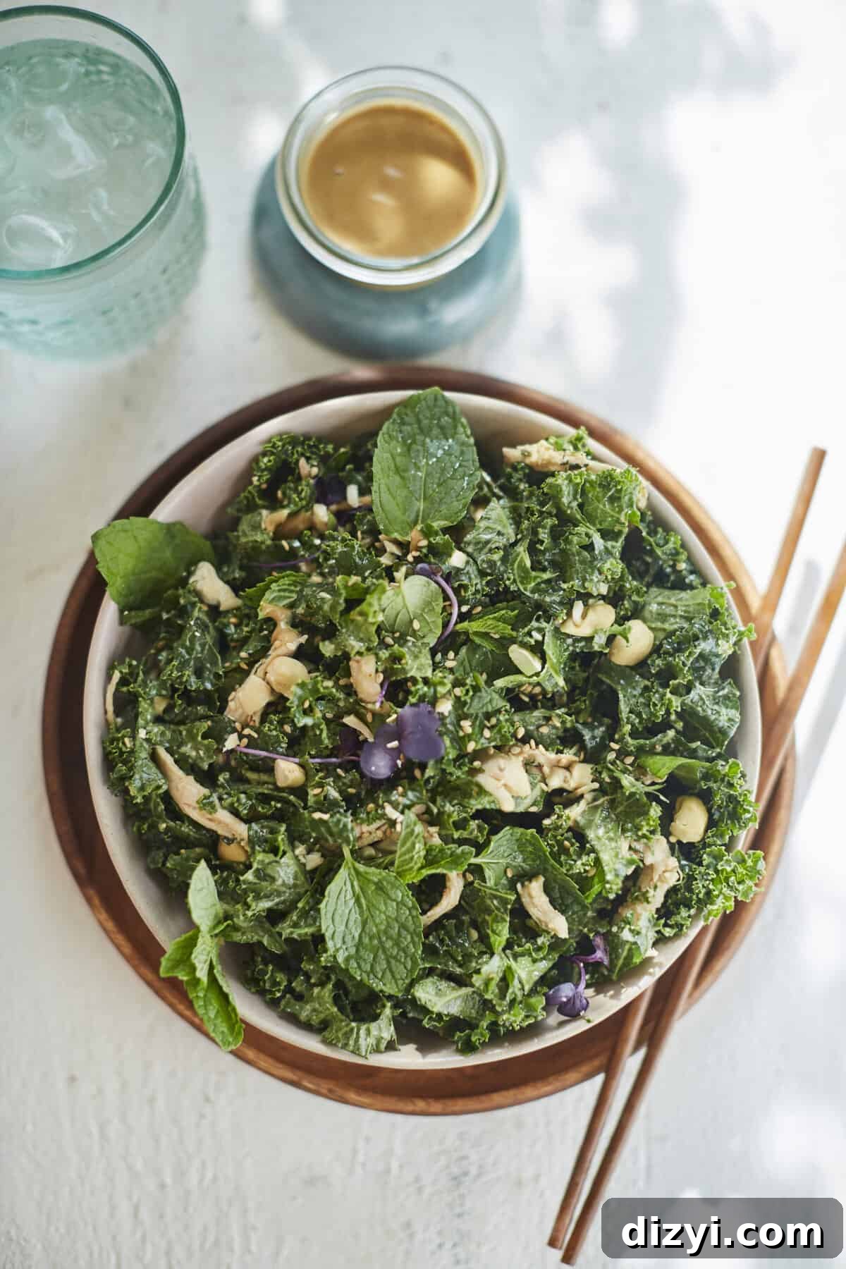 kale and mint salad with "peanut" vinaigrette