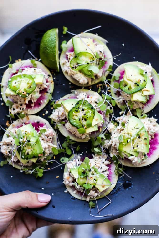 watermelon radish tuna tostadas