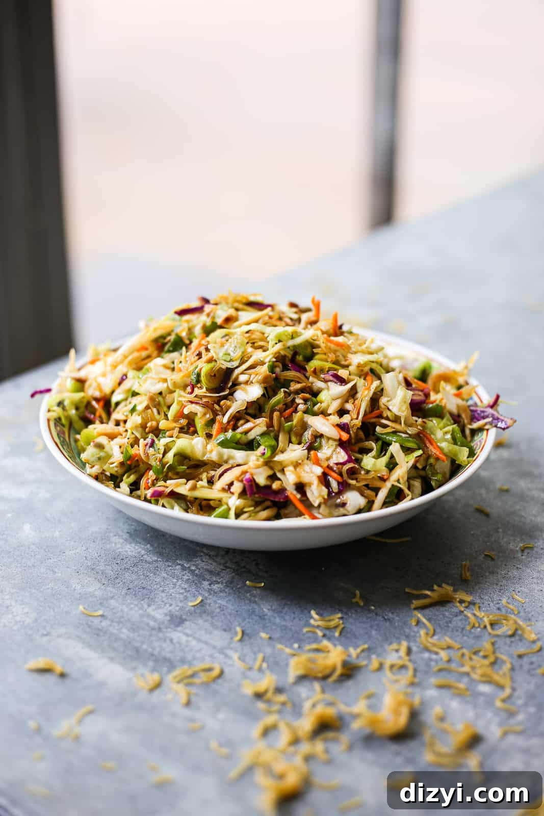 Crunchy Ramen Noodle Salad on a plate