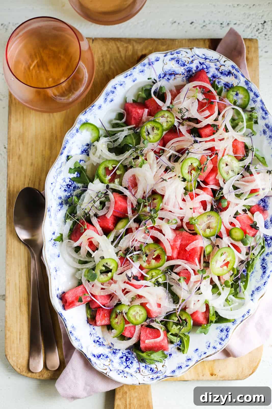 spicy watermelon and pickled red onion salad