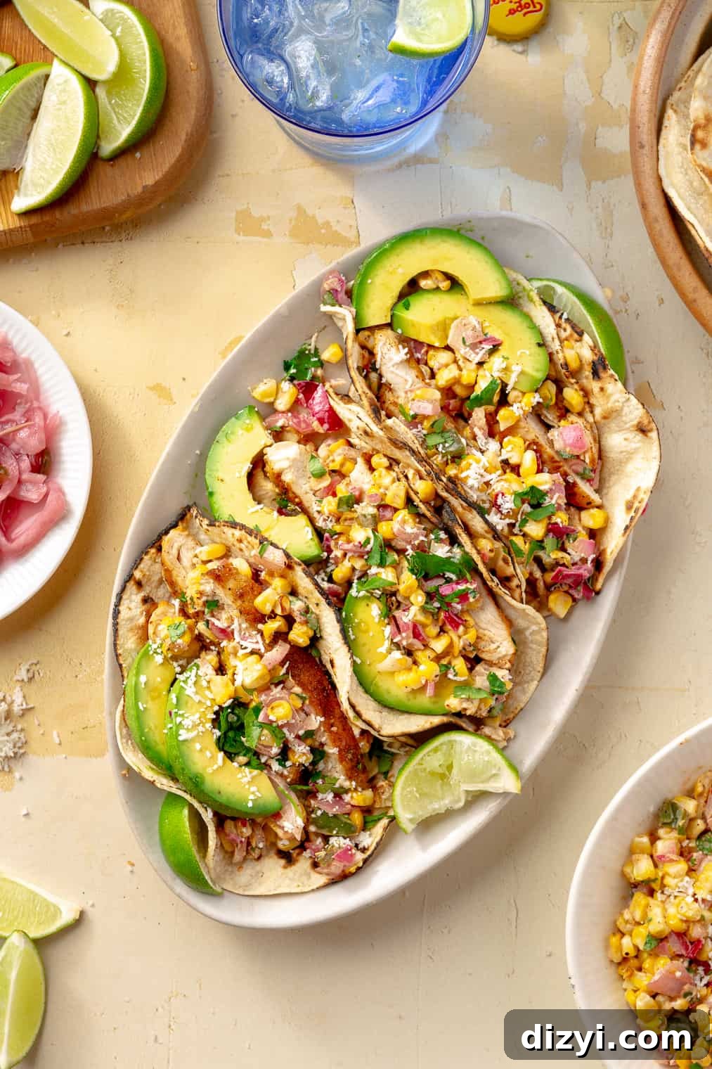 Seared Chicken Tacos with Smoky Street Corn Salsa 2 Seared Chicken Tacos with Street Corn Salsa