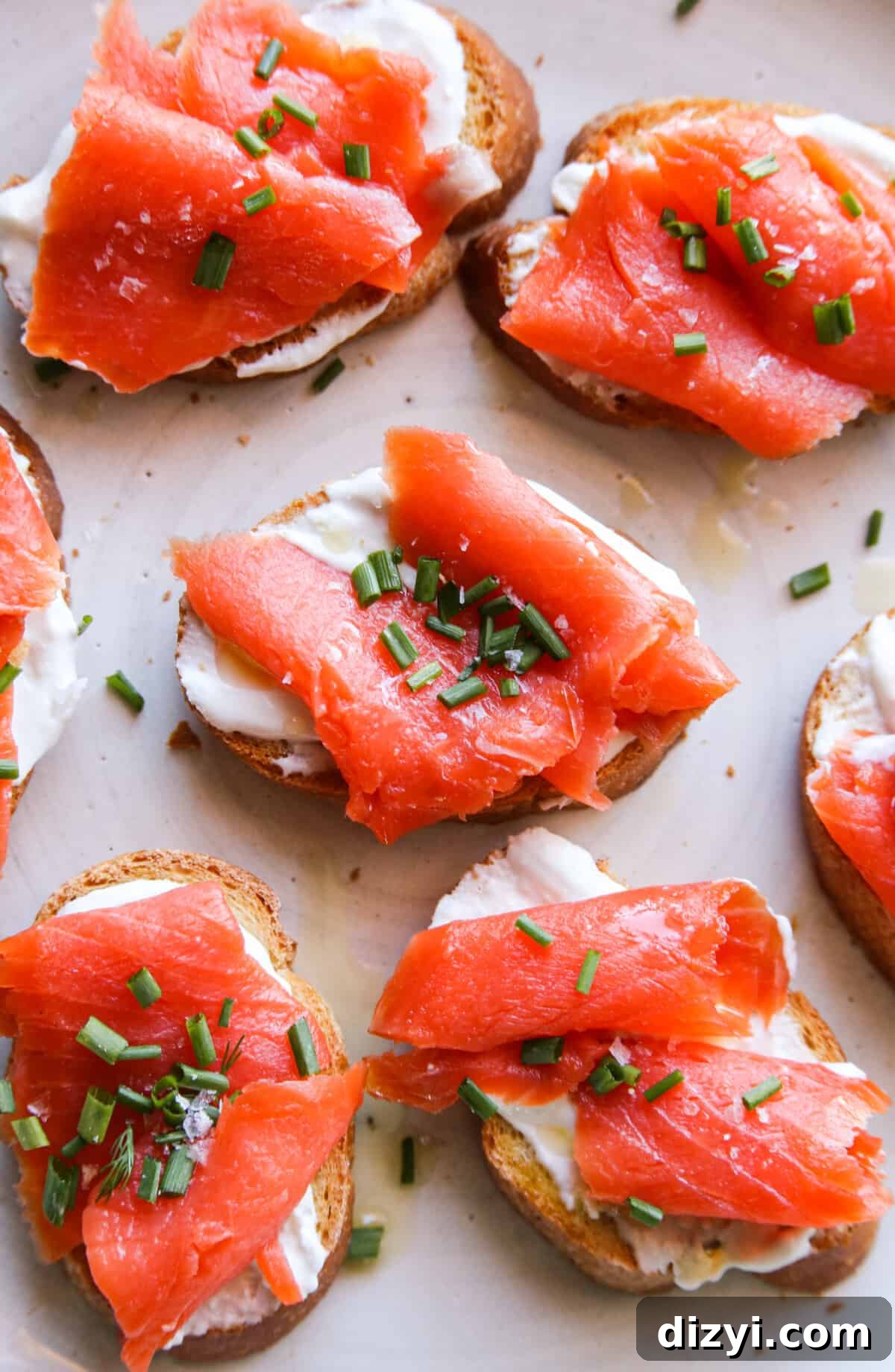 Smoked Salmon and Blue Cheese Crostini