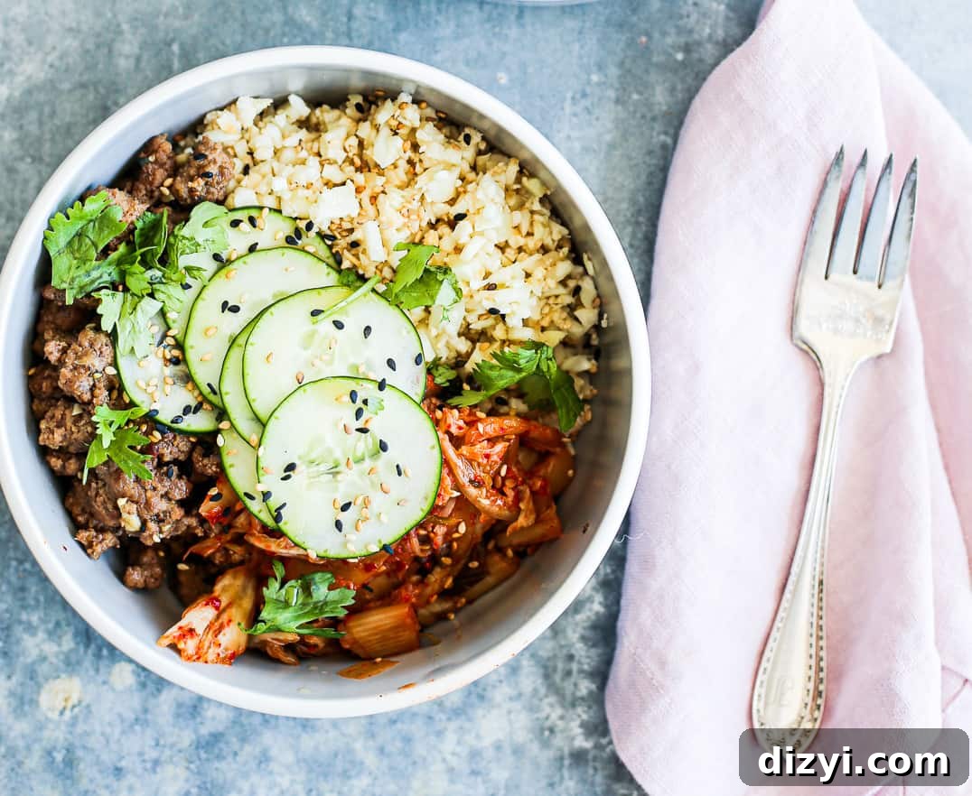 Korean-inspired Ground Beef and Kimchi Bowls