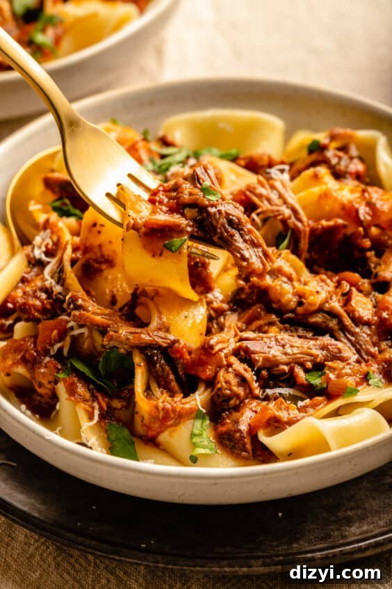 Slow Cooker Short Rib Ragu over Pappardelle