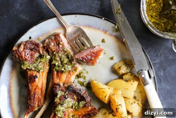 easy pan-seared lamb chops with mint chimichurri