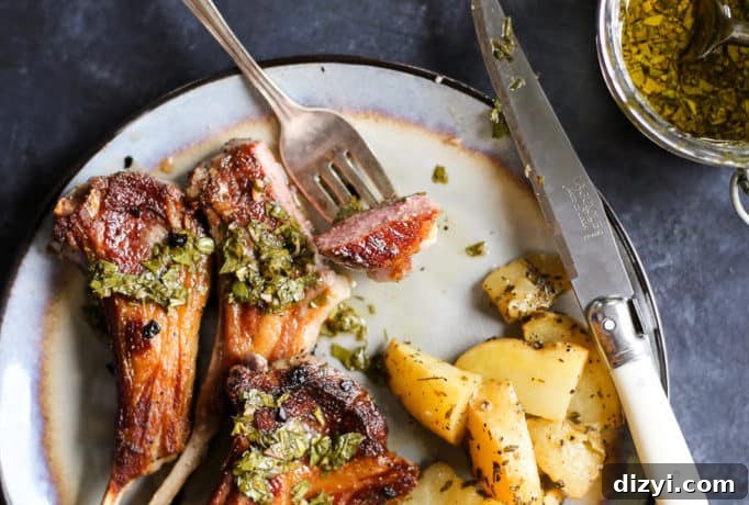 easy pan-seared lamb chops with mint chimichurri