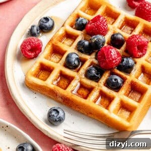 Paleo Protein Waffles on plate with berries.
