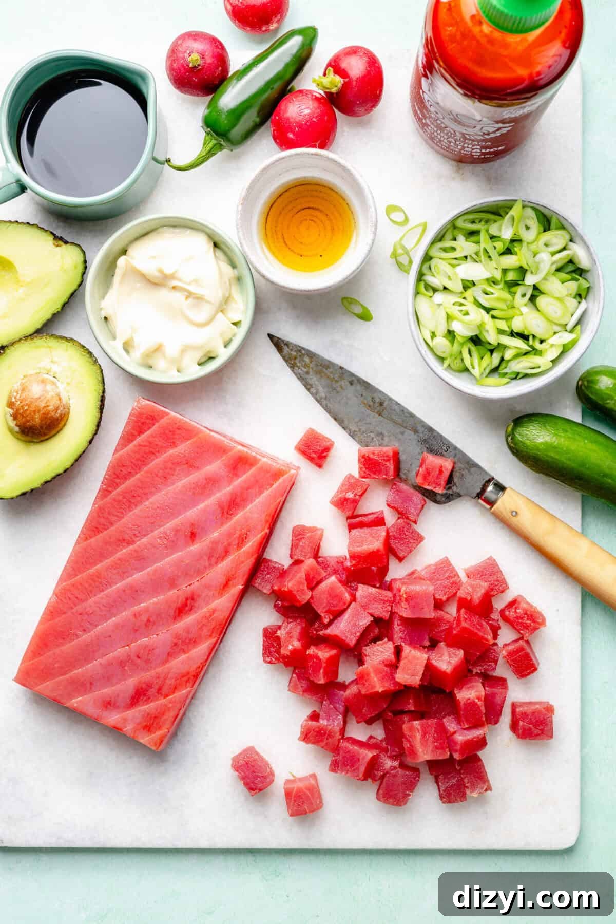 Spicy Hawaiian Ahi Poke Bowl Recipe 4 Hawaiian-Inspired Spicy Tuna Poke ingredients.