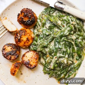 Blackened Scallops with Dairy-Free Creamed Spinach