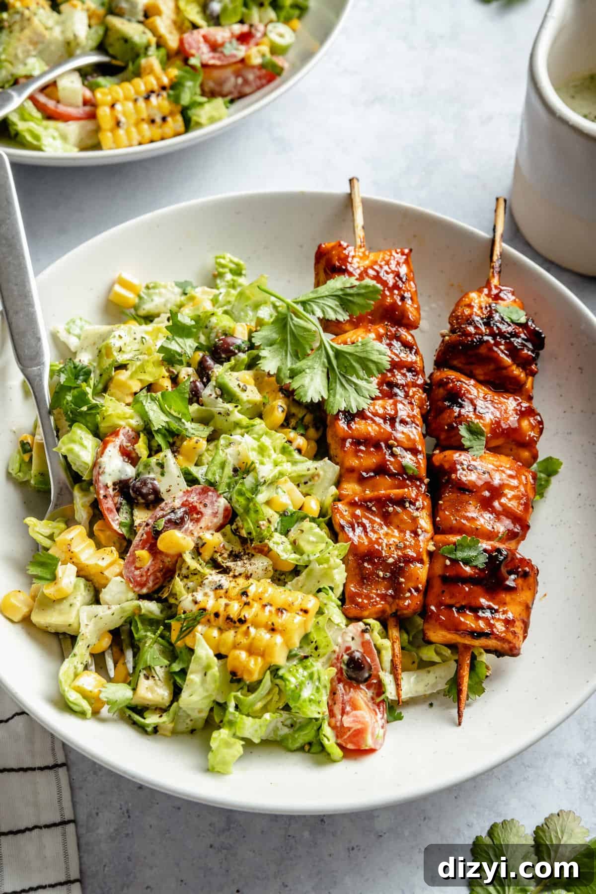 BBQ Chicken Skewer Salad