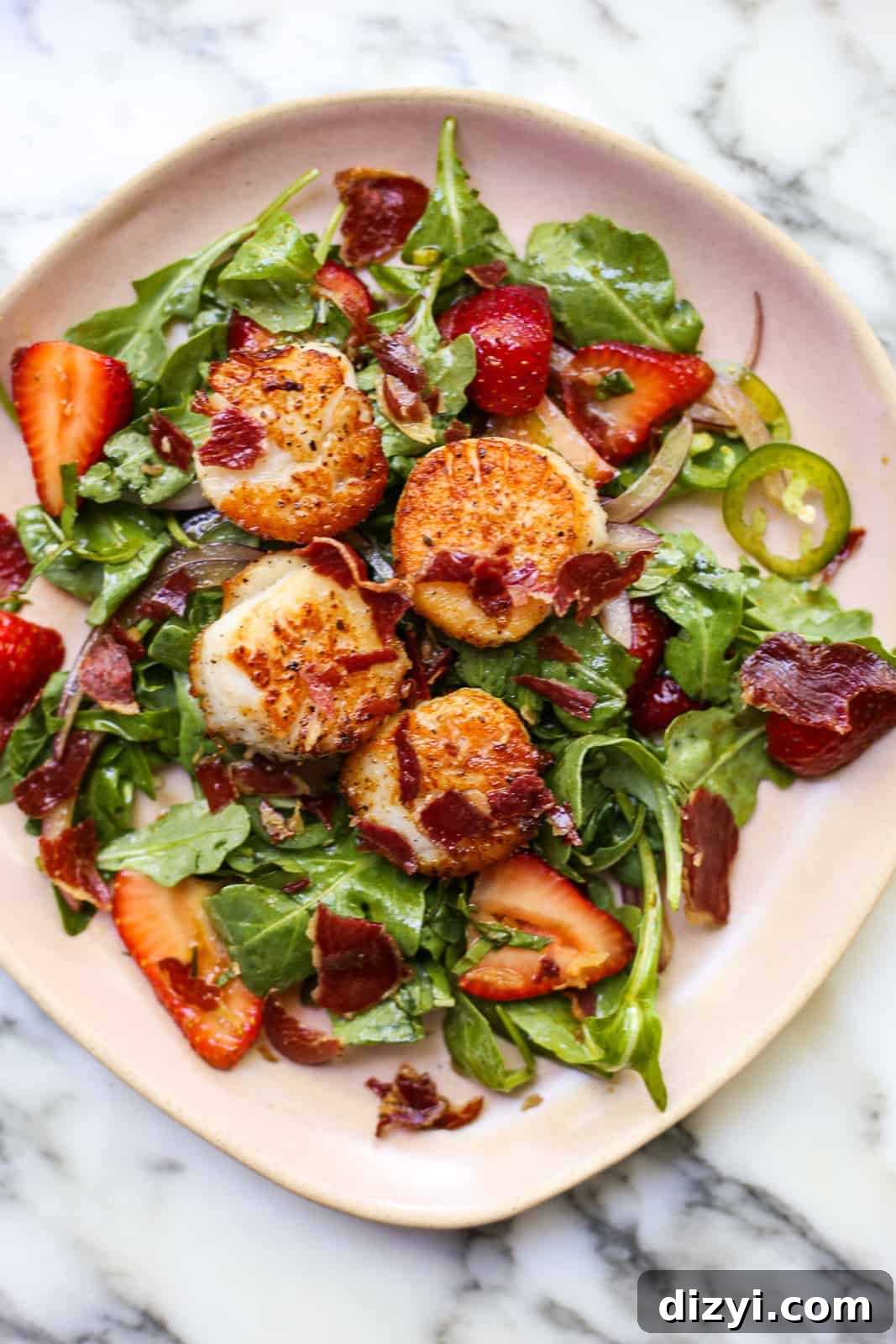 Strawberry Salad with Crispy Coppa and Pan-Seared Scallops 2 Strawberry Salad with Crispy Coppa and Seared Scallops