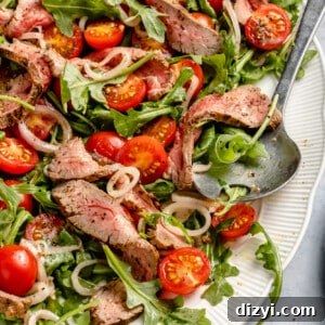 Mustard Marinated Flank Steak + Arugula Salad