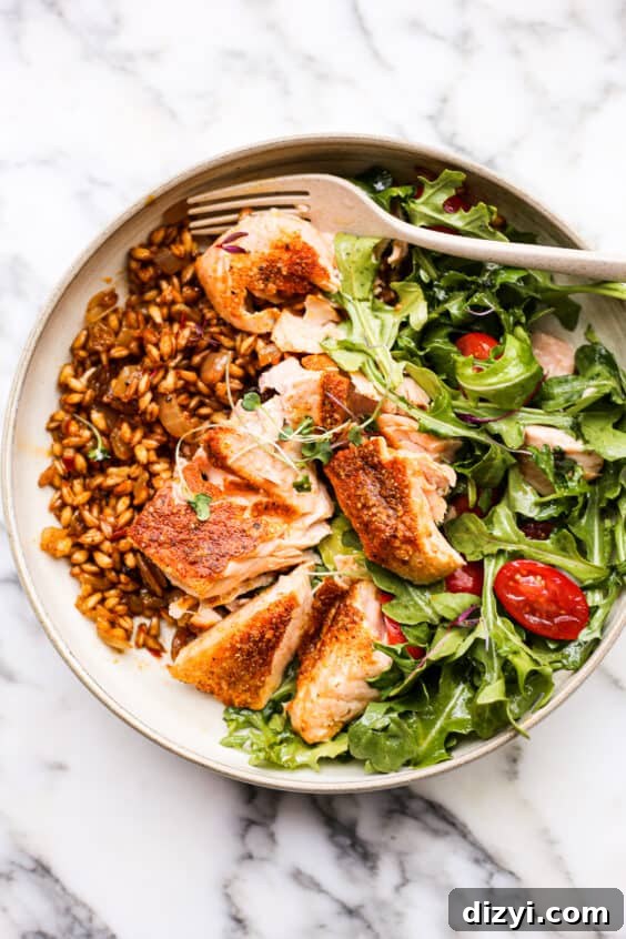 Curried Salmon Farro Bowls thumbnail