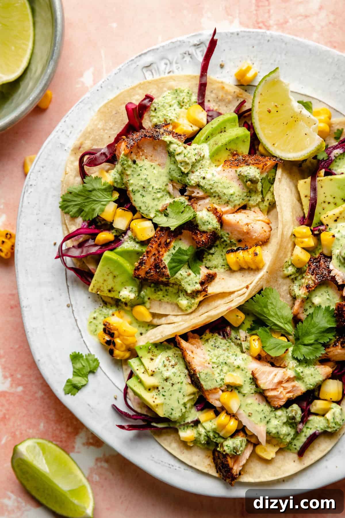 Grilled Salmon Tacos Recipe with Zesty Jalapeno Tartar Sauce 3 Grilled Salmon Tacos with Jalapeño Tartar Sauce