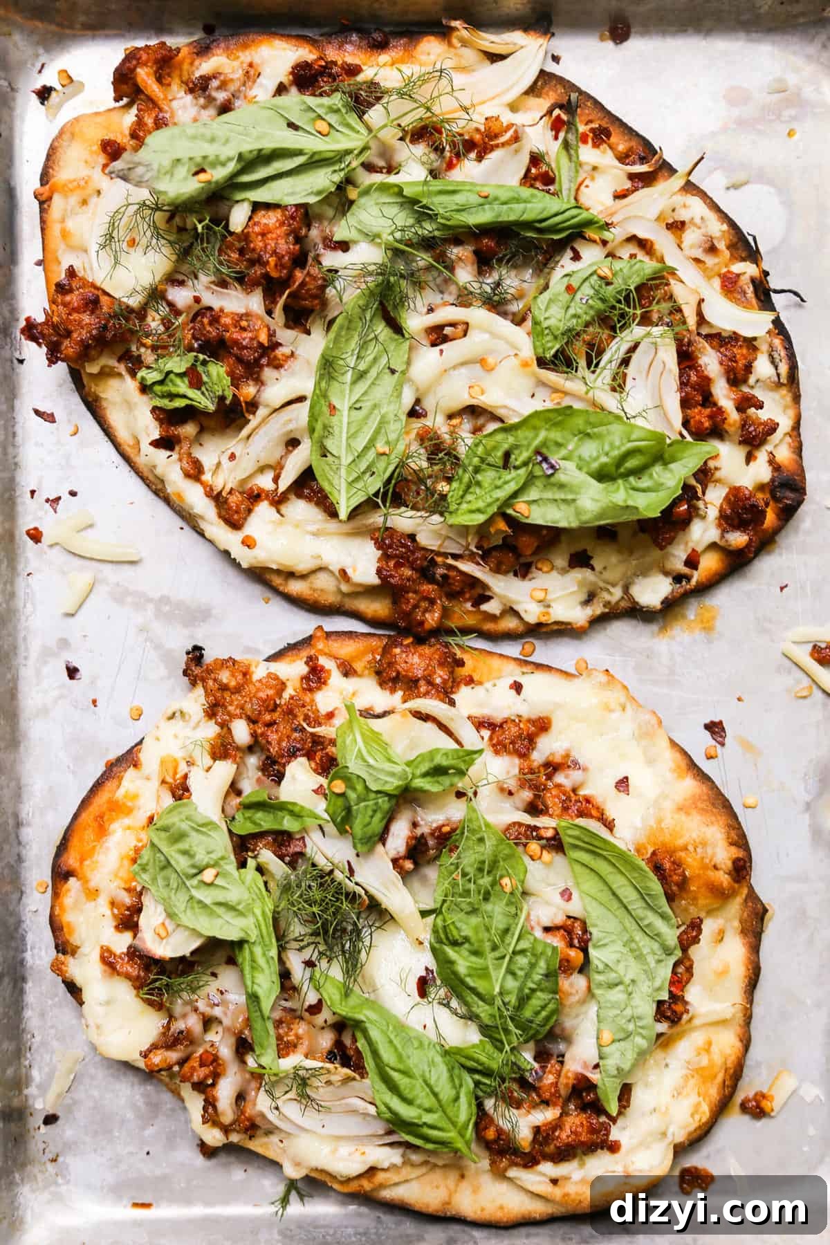 Sausage and Fennel Pizzettes Sausage and Fennel Pizzettes