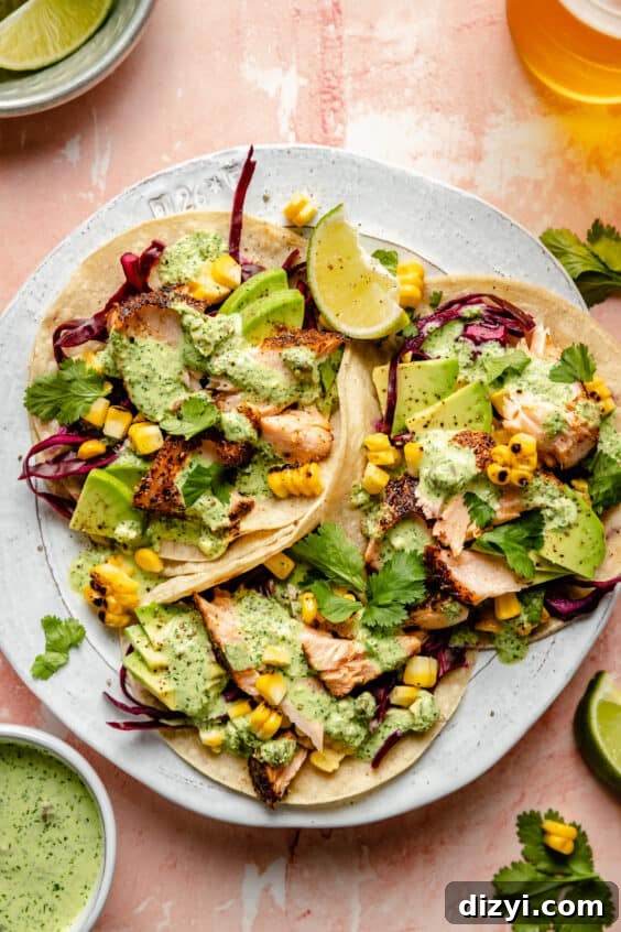 Grilled Salmon Tacos with Jalapeño Tartar Sauce