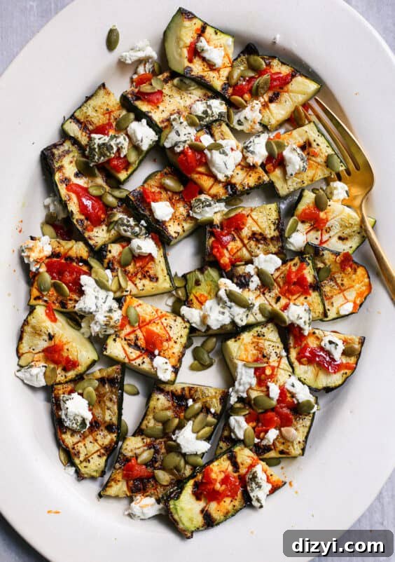 Grilled Zucchini with Calabrian Chiles, Goat Cheese, and Pepitas