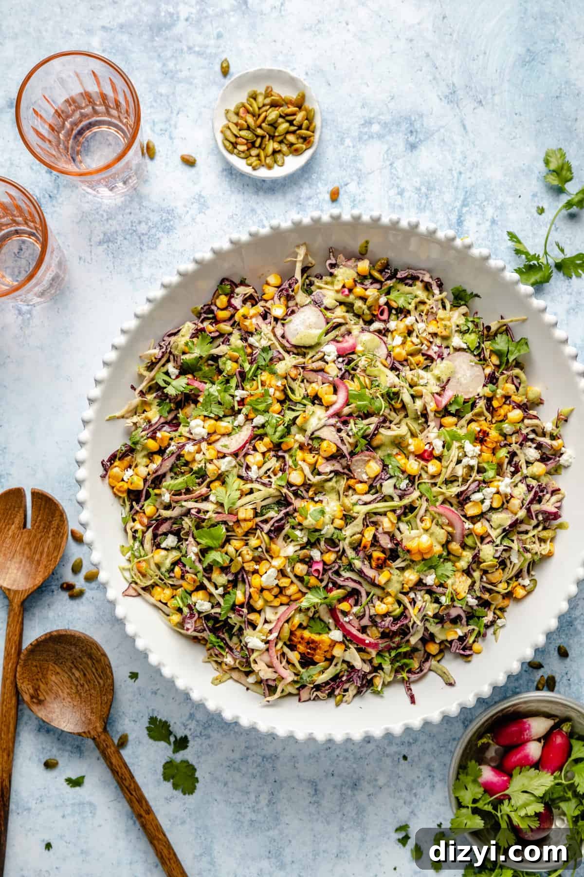 Street Corn Slaw with Spicy Tahini Dressing 2 Street Corn-Inspired Slaw