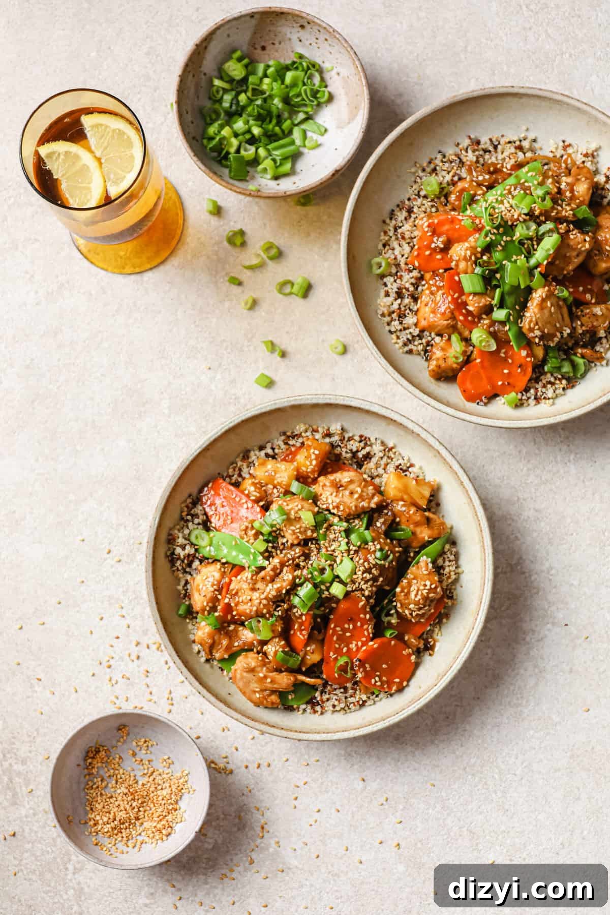 Savory Chicken Teriyaki Rice Bowls with Sesame and Veggies 2 Teriyaki Chicken Bowls