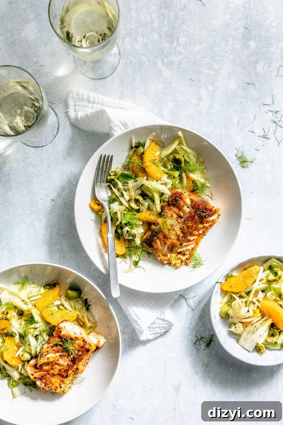 Spiced Fish with Fennel and Orange Slaw