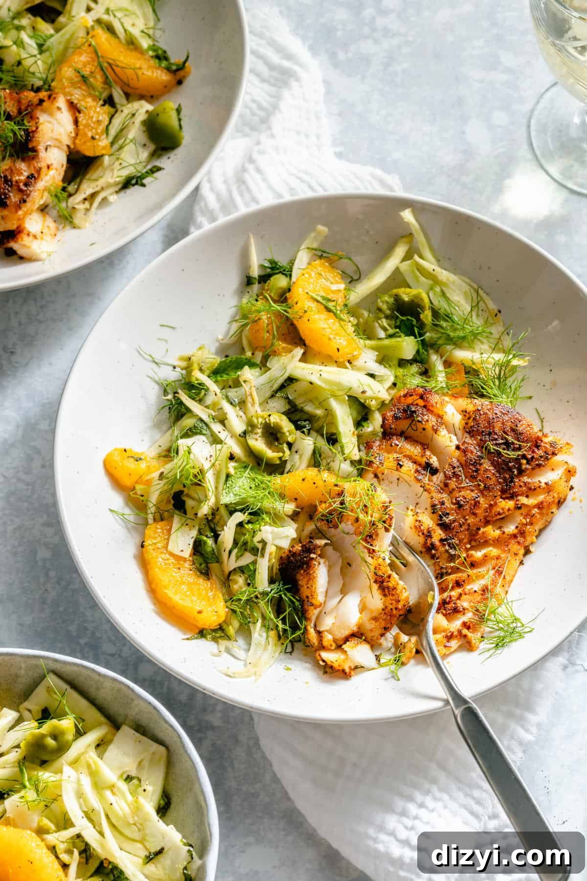 Spiced Fish with Fennel and Orange Slaw