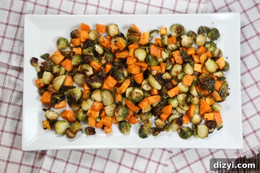 Roasted Brussels Sprouts and Sweet Potatoes