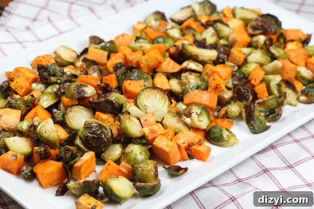Roasted Brussels Sprouts and Sweet Potatoes
