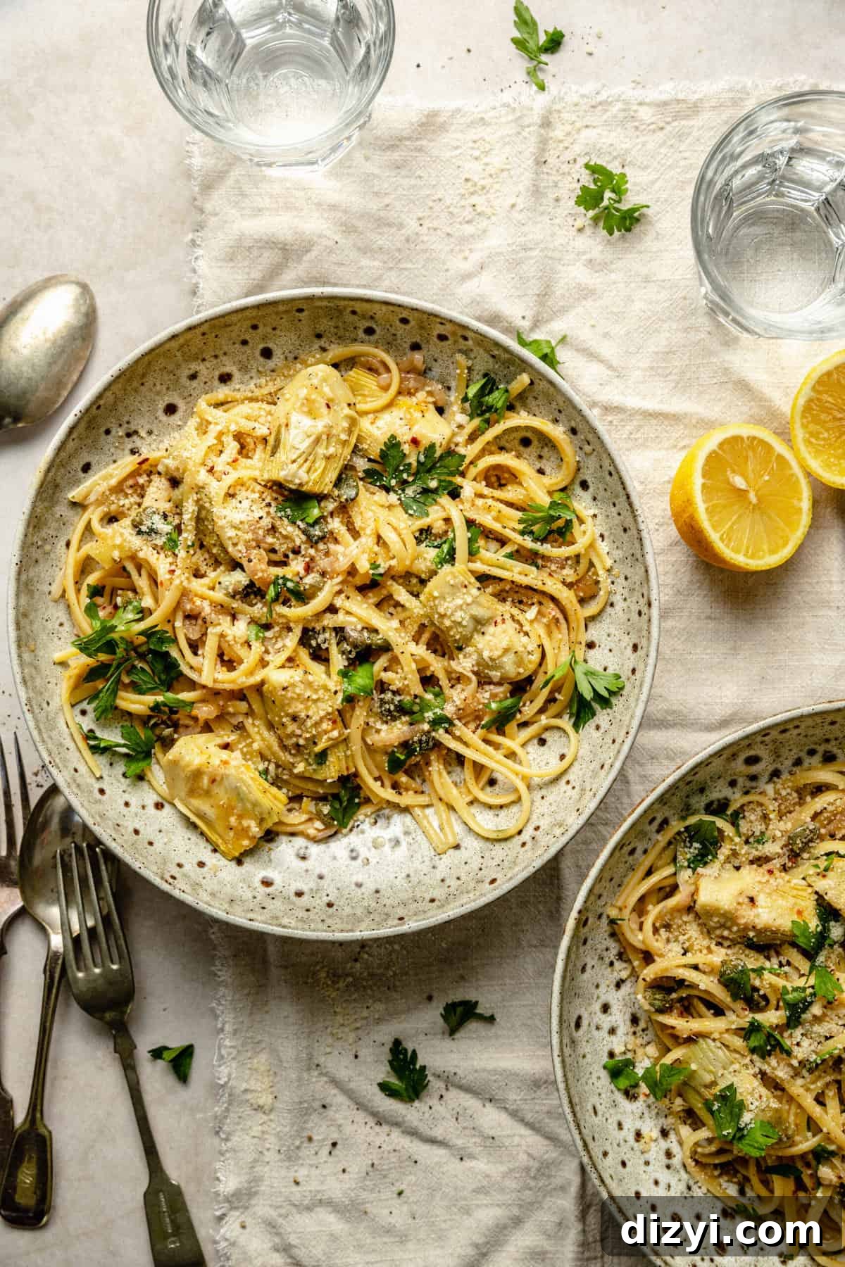 Artichoke and Lemon Linguine