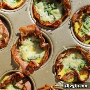 Ham and Scram Egg Bites - circular closeup image