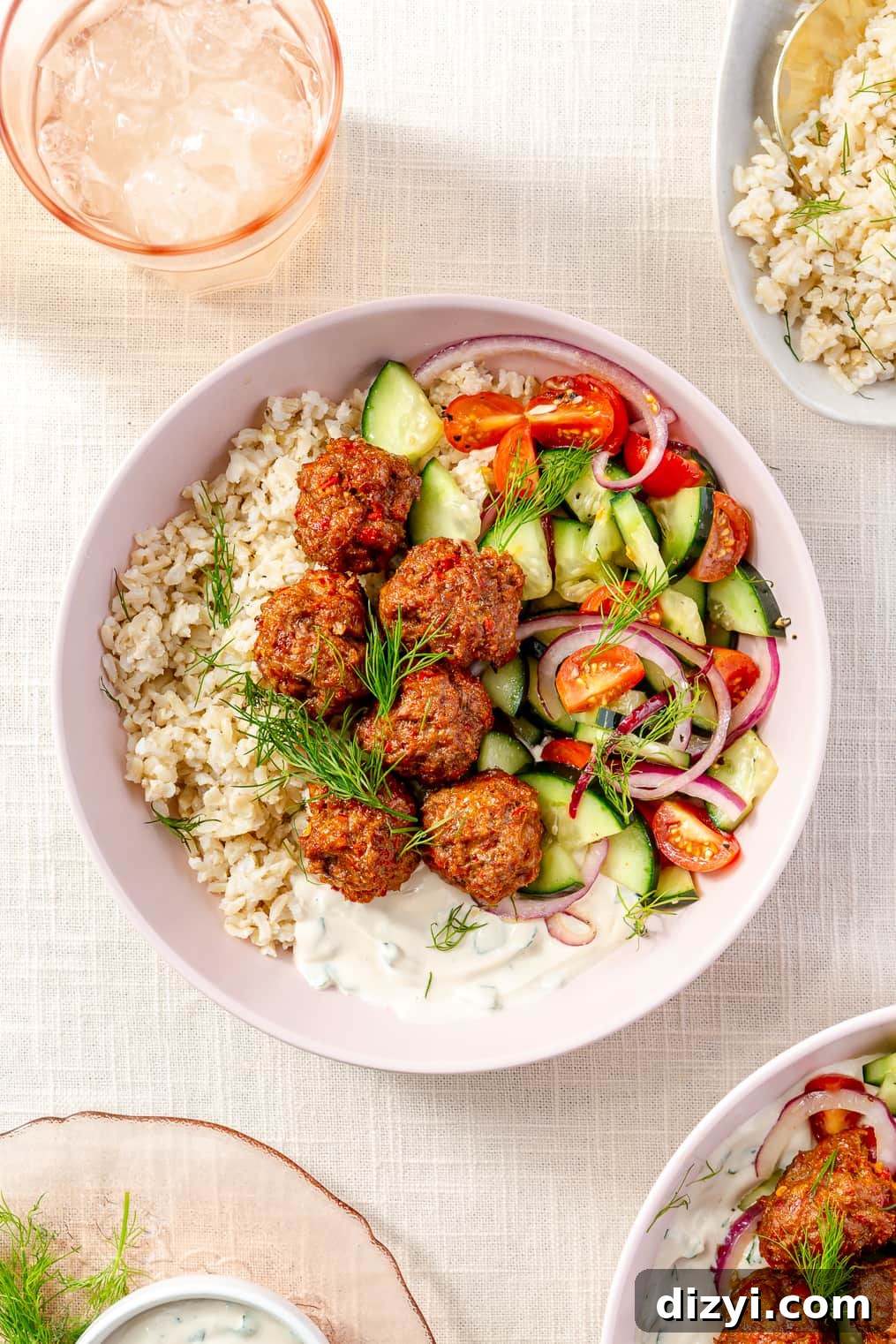 Harissa Lamb Meatball Bowls