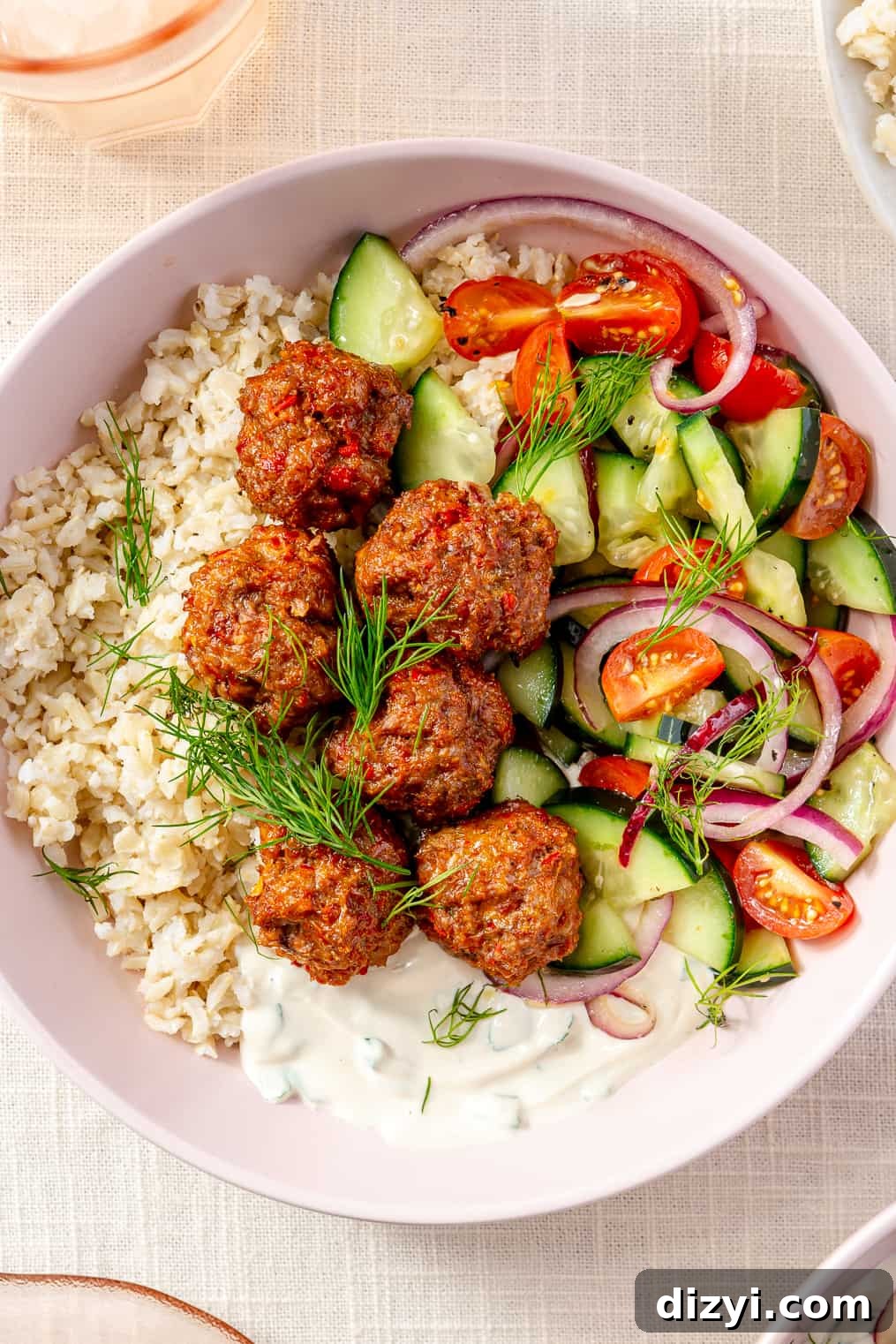 Harissa Lamb Meatball Bowls
