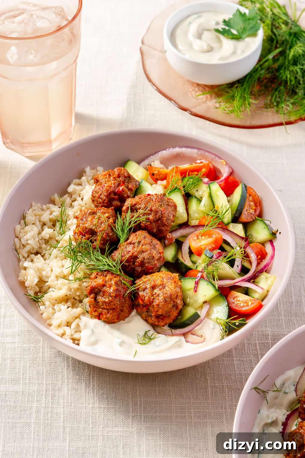 Harissa Lamb Meatball Bowls