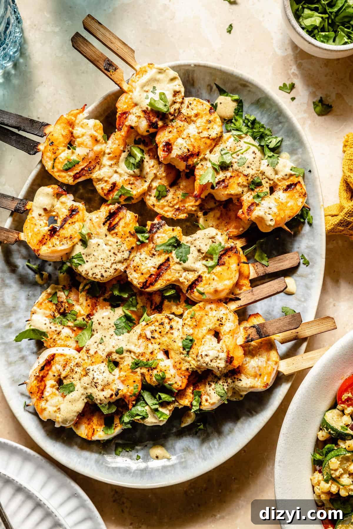 Spicy Curried Shrimp Skewers with Grilled Veggie Couscous