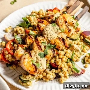 Spicy Curried Shrimp Skewers and Grilled Veggie Couscous