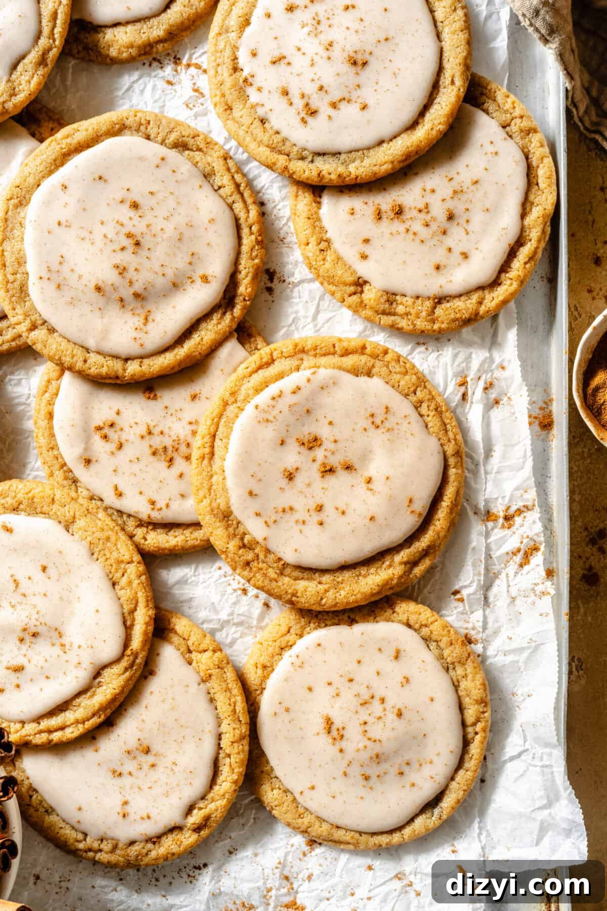 Brown Sugar Pop-Tart Cookies Recipe 7 Brown Sugar "Pop-Tart" Cookies on a sheet pan.