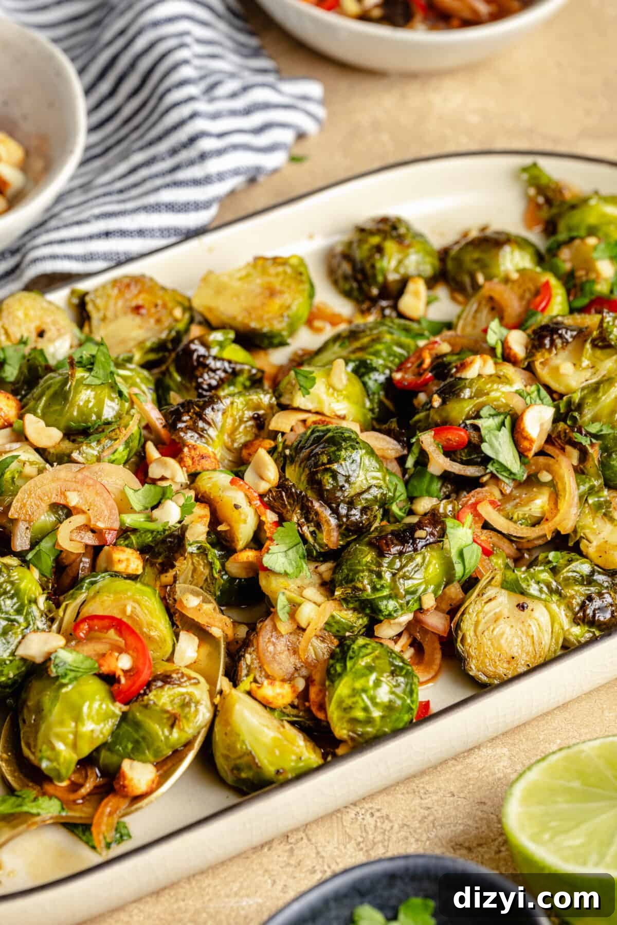 Brussels sprouts on tray.