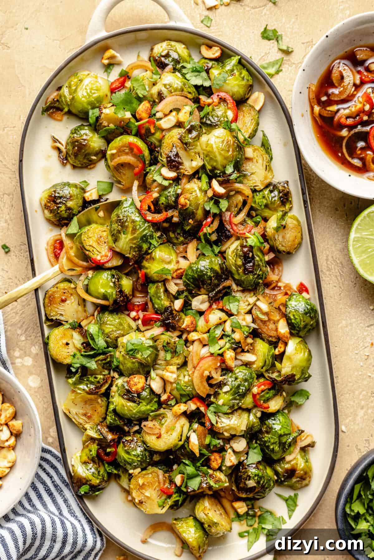 Brussels sprouts on tray.