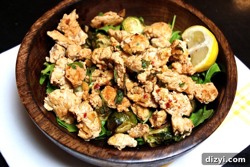 Ground Turkey, Brussels and Arugula Bowl