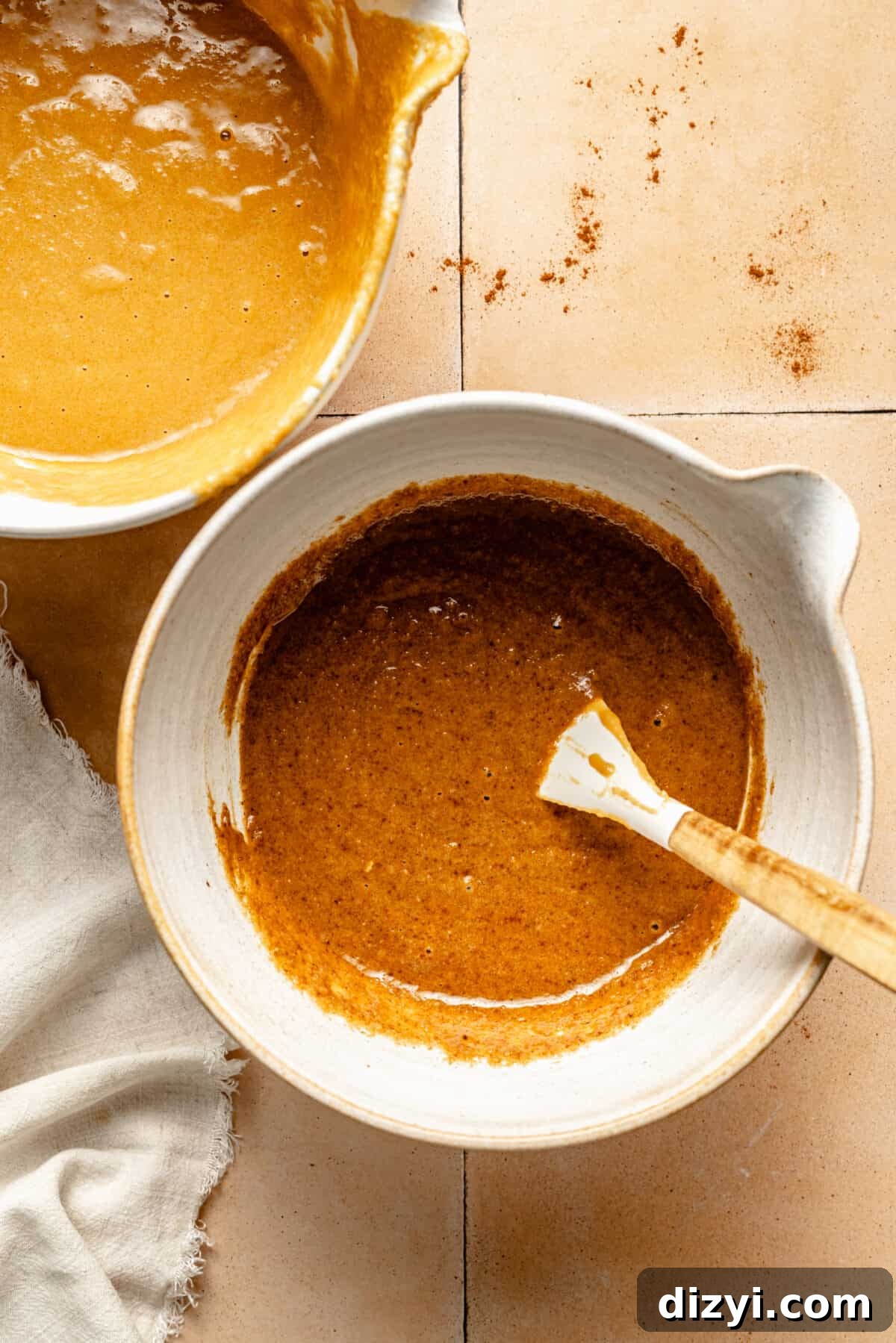Cinnamon swirl in small white bowl.