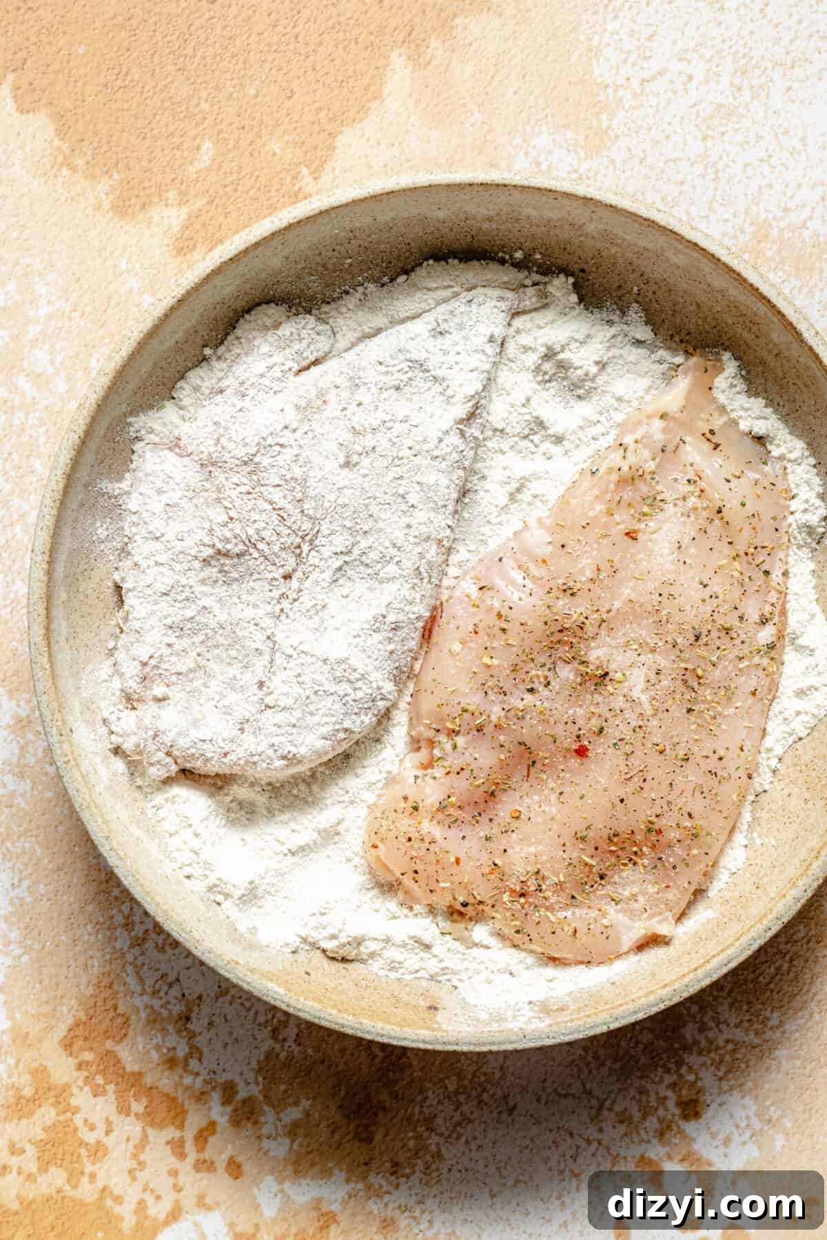 DIY Tie-Dye Chicken Craft: Colorful Step-by-Step Project 4 Raw chicken breasts dredged in flour