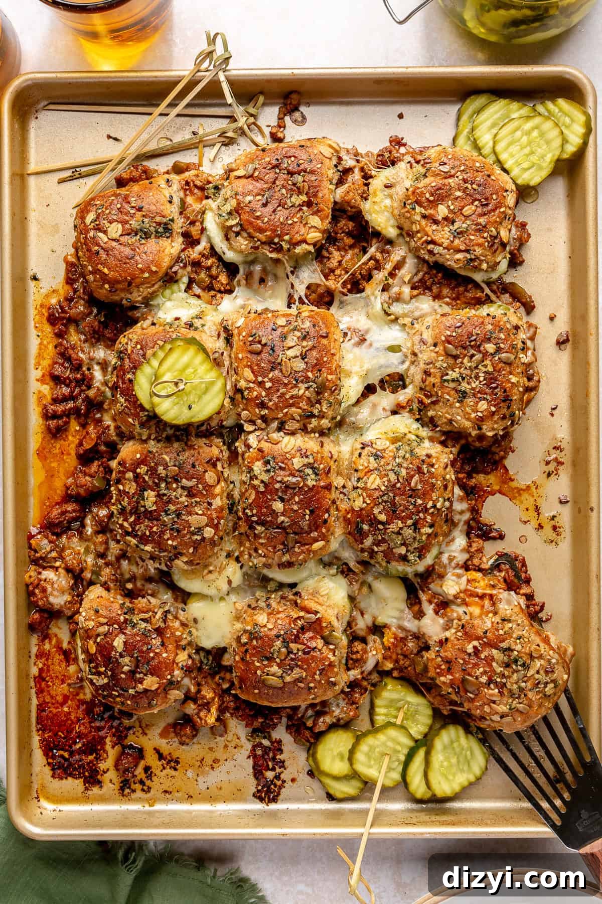 Cooked Sloppy Joey's on sheet pan.