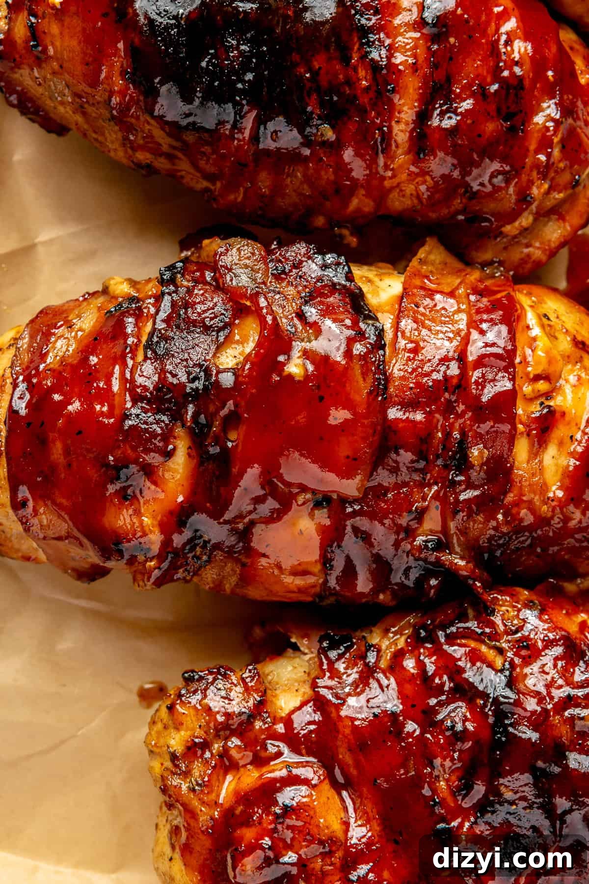 Grilled Jalapeño Popper Chicken on parchment paper.
